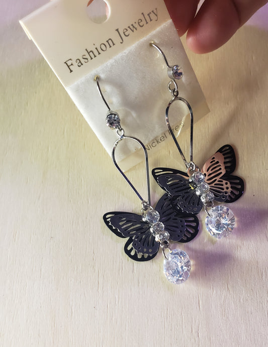 Black Butterfly dangle earrings